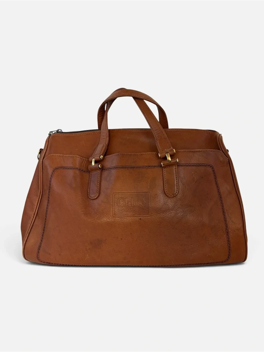 Tan Brown Leather Travel Tote